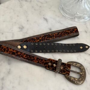 Leopard Style Material & Metal Belt.